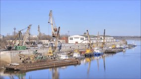 NIZHNY NOVGOROD, RUSSIA - March 14.2015: Infrastructure of river port in place of confluence of the river Volga and Oka - Powered by Shutterstock - Get 15% off with code: PIKWIZARD15