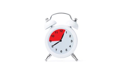 Animated clock counting down 8 working hours with red diagramm