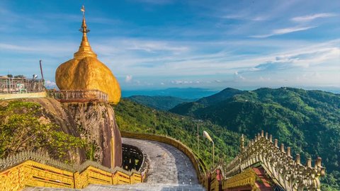 Kyaikhtiyo or Kyaiktiyo pagoda, Golden rock, Myanmar.They are public domain or treasure of Buddhism, no restrict in copy or use. HD video footage, 1920x1080
