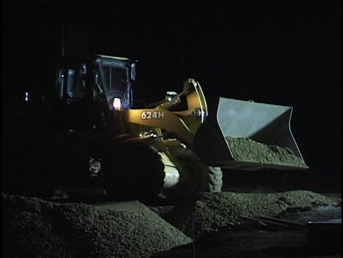 bulldozer at night