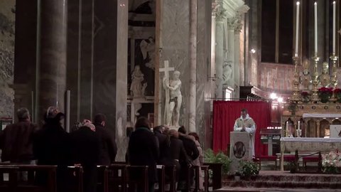 ROME, - JANUARY 09:
Cristo della Minerva sculpture of Michelangelo to the left of the main altar at the Santa Maria sopra Minerva church.
January 09, 2015 in  Rome, Italy