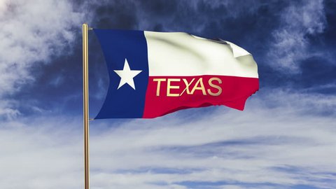 texas flag with title waving in the wind. Looping sun rises style.  Animation loop