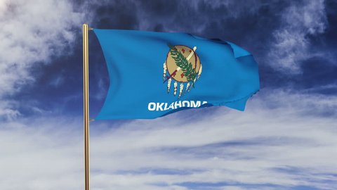 oklahoma flag waving in the wind. Green screen, alpha matte. Loopable animation