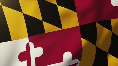 maryland flag waving in the wind. Looping sun rises style.  Animation loop