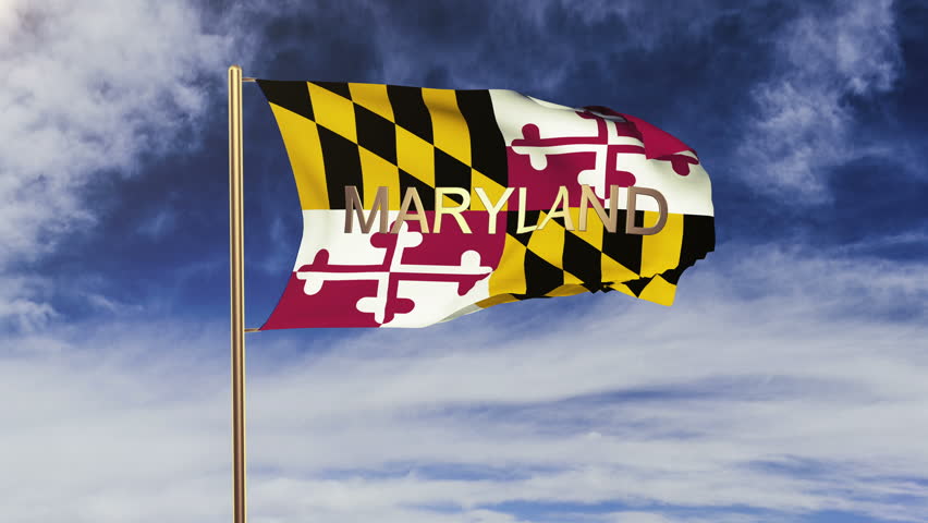 Maryland Flag with Title Waving Stock Footage Video (100% Royalty-free