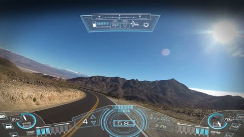 car driving pov application display hud motion graphics GPS technology game