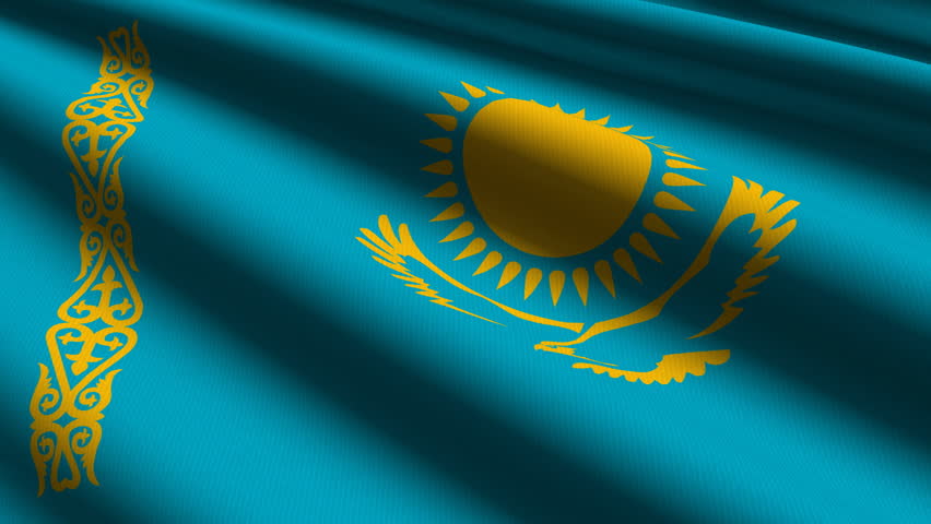 Kazakhstan Close up waving flag HD loop 
