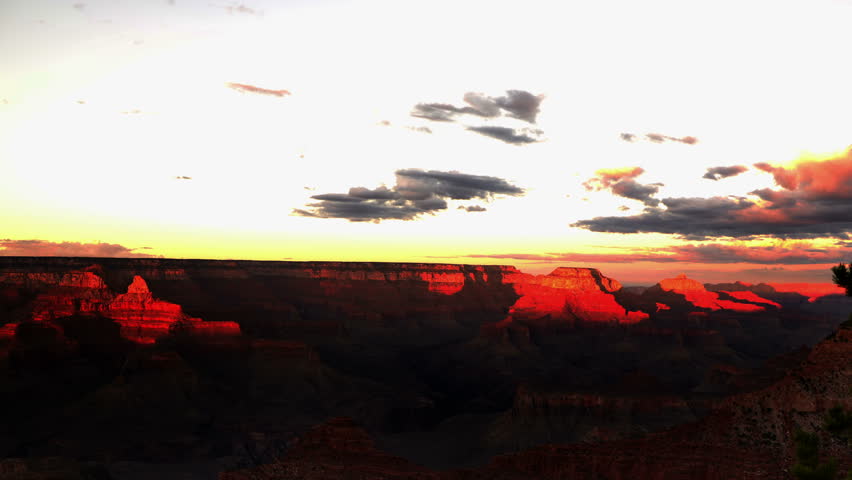 Grand Canyon South Rim Sunset 02 Pan R Timelapse Mather Point