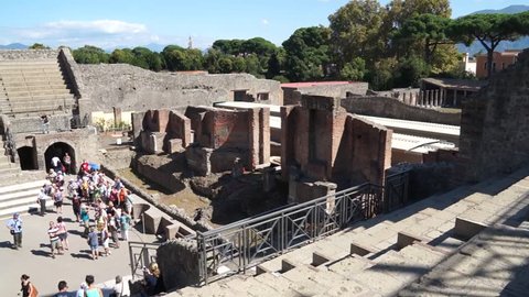 Views of the Amphitheatre in the ancient Italian city of Pompeii.