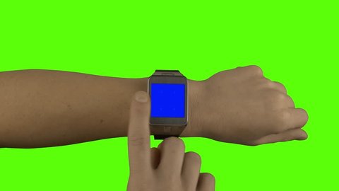 smart-watch mock-up with gestures and chroma keying Stock Video