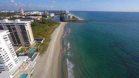 Aerial 4k video Boca Raton Florida water inlet to the ocean