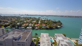 Aerial video of Bay Harbour Islands Miami Beach 4k 1