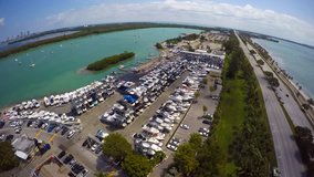 Boat storage yard aerial 4k video