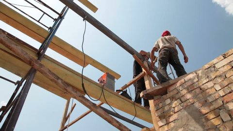 Roofing Works - Workers On Stock Footage Video (100% Royalty-free 