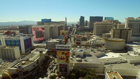Las Vegas  2/18/15 Aerial Cityscape Strip v1 Low flying aerial over strip. 2/18/15