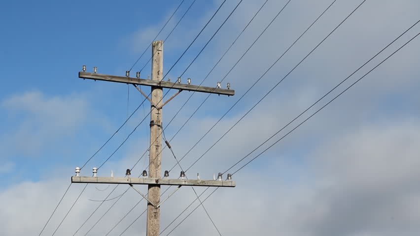 Telegraph pole with clouds. Time lapse shot. Ontario, Canada.