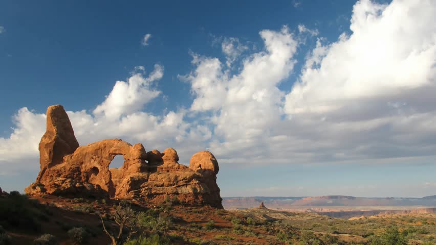 Time lapse clouds over Arches National Park