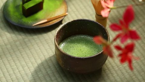 Japanese confectionery and Matcha green tea