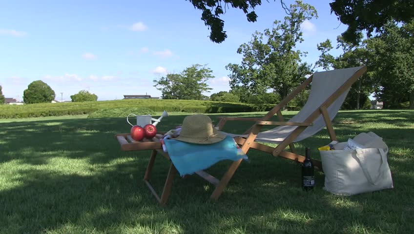 Deckchair and Picnic Set in Stock Footage Video (100% Royalty-free