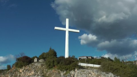 DRAMA,GREECE-MARCH 3:Timelapse video of a cross on a hill.