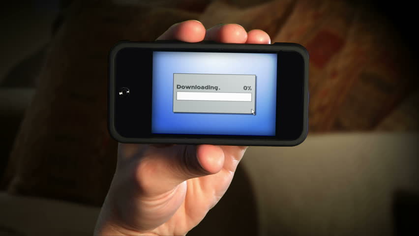 Downloading a file on a smart-phone.
