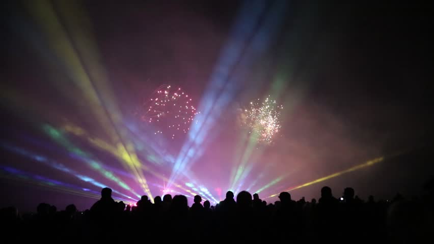 firework Display & People Silhouettes 