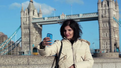 selfie with the london tower bridge in background: UK, England