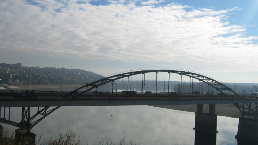 View of bridge in Ufa, Russia - timelapse