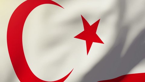 North Cyprus flag waving in the wind. Looping sun rises style.  Animation loop