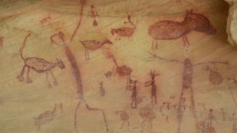 Prehistoric painting in the National Brasilian Park Serra da Capivara, Brazil