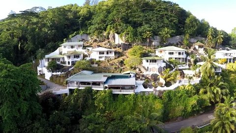 The aerial view of Lazare Picault hotel, Baie Lazare, Mahe island, Seychelles