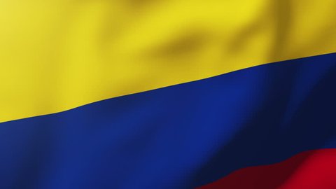Colombia flag waving in the wind. Looping sun rises style.  Animation loop