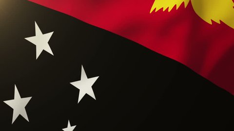 Papua New Guinea flag waving in the wind. Looping sun rises style.  Animation loop