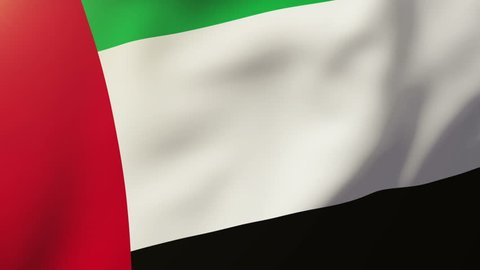 United Arab Emirates flag waving in the wind. Looping sun rises style.  Animation loop