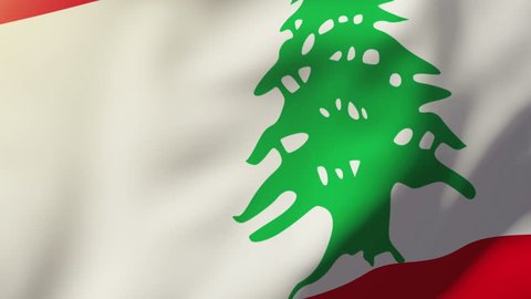 Lebanon flag waving in the wind. Looping sun rises style.  Animation loop