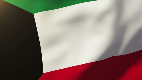 Kuwait flag waving in the wind. Looping sun rises style.  Animation loop