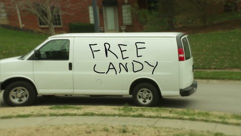 Funny "free candy" van, creepy