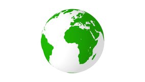 Rotating green earth 4K animation with white background