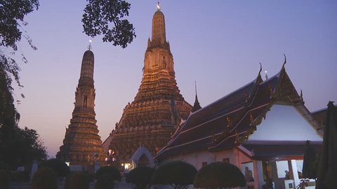 Wide Shot of the Wat Arun Temple at Bangkok in Thailand