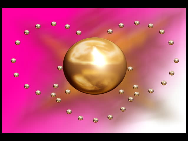 Golden sphere transforming into cream with ripple and waves and little particle