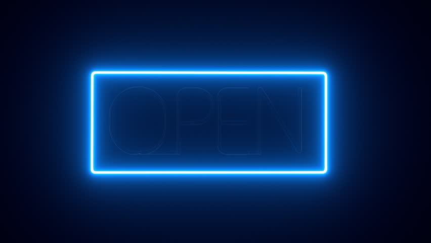 Square Open Neon Sign Loop Stock Footage Video (100% Royalty-free