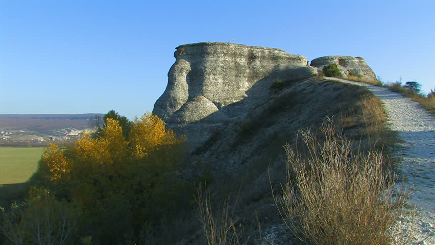 Tourist tracks on a mountain relief. 