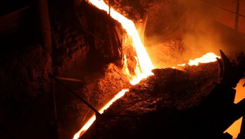 Molten Metal Flowing Worker Helps Stock Footage Video (100% Royalty ...