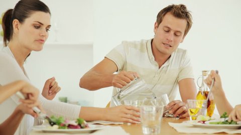 Family of Four Eating Salad