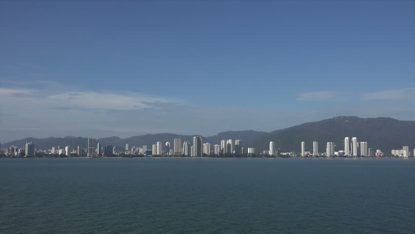 View of skyscrapers on George Town skyline, Penang, Malaysia, Asia