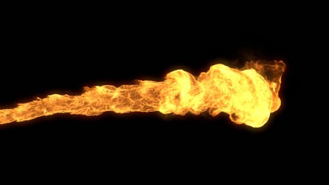 Realistic stream of fire like fire-breathing dragon's flames with alpha.