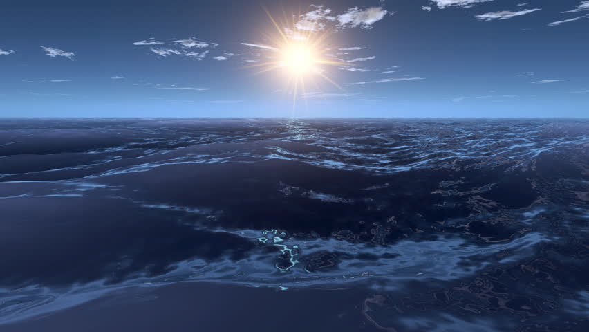 3d animation seascape at sunset