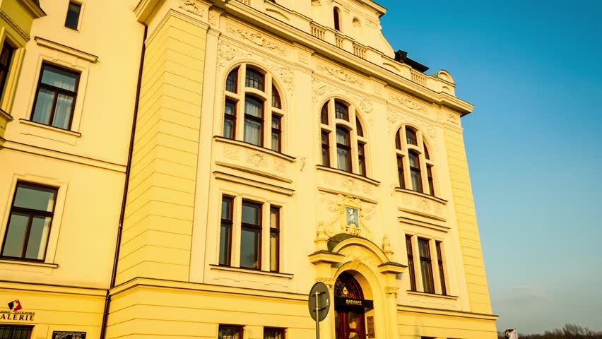 Time lapse  Ostrava clock on old town hall czech republic