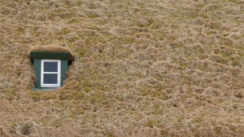 Window of turf attic, Iceland.