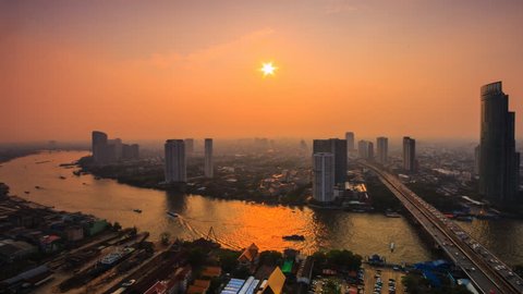 4K.TimeLapse  Landscape sunset at bangkok city Asia Thailand. video footage 4096x2304